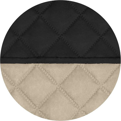 PureFit Reversible Quilted Sofa Cover, Water Resistant Slipcover Furniture Protector, Washable Couch Cover with Non Slip and Elastic Straps for Kids, Dogs, Pets (Small Recliner, Black/Beige)