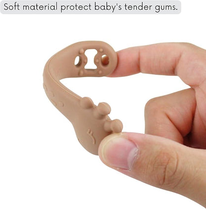 Silicone Giraffe Baby Spoon and Teether BPA Free Soft Tip Utensils for Baby Led Weaning Self Feeding and Teething Relief Dishwasher Safe Easy to Hold Infant Training Spoon Set for 6+ Months 2 Pack