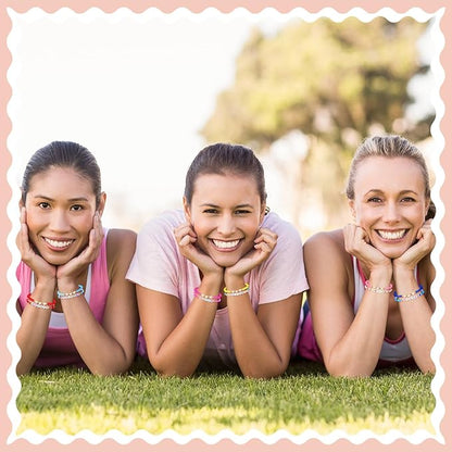 72 Pcs Friendship Bracelets Bulk for Woman Adjustable Colorful Beaded Bracelets Colorful Letter Beads Bracelets Friends Surfer Beaded Bracelets for Women(Elastic Bead Style)