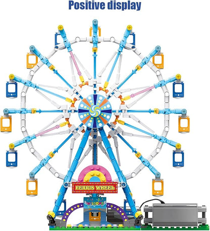 Rotating Ferris Wheel Building Blocks Kit,with Lights Amusement Park Building Construction Toys Set for 6+ Year Boys.Girls.Adult(870 Pieces)