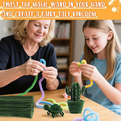 100 Pieces Pipe Cleaners Craft, Sage Green Pipe Cleaners, Chenille Stems for Classroom Craft Supplies Hair Flowers