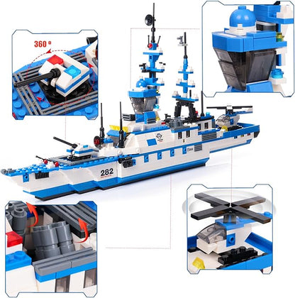 EP EXERCISE N PLAY 1169 Pieces Police Ship Building Blocks Kit with Cop Car Helicopter Patrol Boat for Boys and Girls Age 6-12