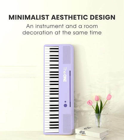 The ONE Smart Keyboard COLOR 61 Lighted Keys Piano Keyboard, Electric Piano for Beginners with 256 Tones, 64 Polyphony, Built-in LED Lights & Apps, Supports USB MIDI/Headphones (Purple)