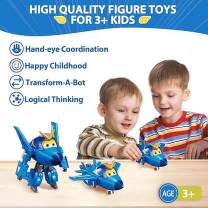 Super Wings Transformable Toys, 5 in Jerome Airplane Transforming Figures Toys, 2 in 1 Mode Rescue Bots Action Figure Toys for 3-5 Year Old Boys Girls, Fun Plane Toys for Toddlers Kids Age 3 4 5 6 7