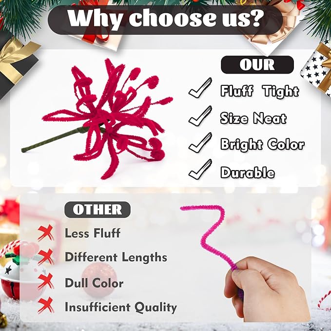 LOKUNN Pipe Cleaners, 200 Pcs Dark Brown Pipe Cleaners Craft Set, Solid Color Chenille Stems, DIY Arts and Crafts with Adhesive Eyes and Storage Box, Christmas Halloween Decoration Art Supplies