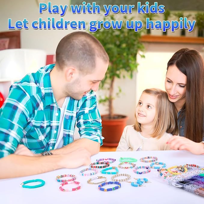 Clay Beads Bracelet Making Kit, 6500 Pieces, 24 Colors, Preppy Beads with Charms, DIY Jewelry Crafts for Kids 6-13