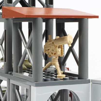 Finger Rock Military Base Building Block Set, WW2 Army Mini War Accessories Kits, Military Ruins Guard Tower Guns Army Supplies Block Toy for Kids 8 10 12 14