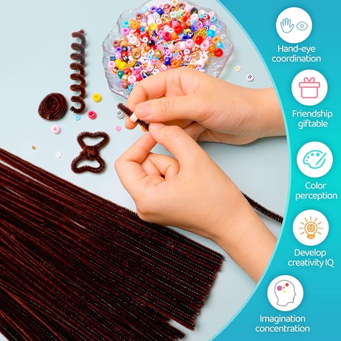 Iooleem 200pcs Brown Pipe Cleaners, Chenille Stems, Pipe Cleaners for Crafts, Flower Making Pipe Cleaner Crafts, Art and Craft Supplies.