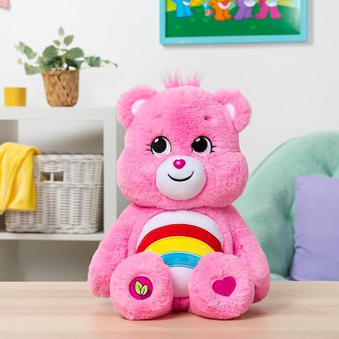 Care Bears 14" Cheer Bear Plushie - Medium Size - Pink Plushie for Ages 4+ – Perfect Stuffed Animal Holiday, Birthday Gift, Super Soft and Cuddly – Good For Girls and Boys, Employees, Collectors