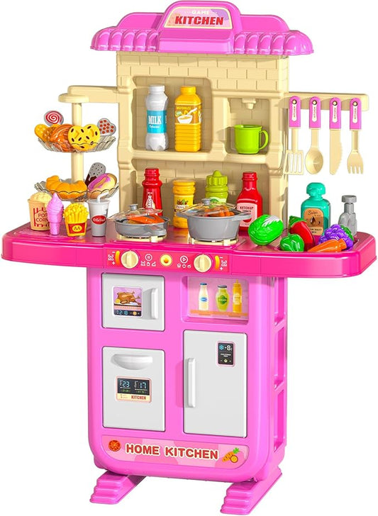 TEMI Pretend Food Kitchen Toys for Girls Age 3 4 5 6 7 8 - Toy Kitchen Accessories Food Toy for 3 4 5 6 Years Old Girls, Play Kitchen Accessories Cutting Food Toy, Pretend Play for Boys, Girls