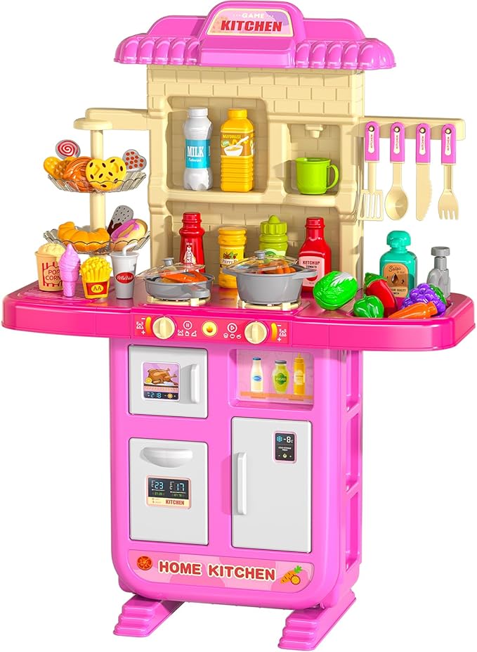 TEMI Pretend Food Kitchen Toys for Girls Age 3 4 5 6 7 8 - Toy Kitchen Accessories Food Toy for 3 4 5 6 Years Old Girls, Play Kitchen Accessories Cutting Food Toy, Pretend Play for Boys, Girls