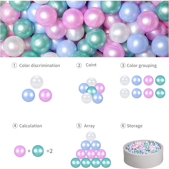 GOGOSO Ball Pit Balls for Toddles, Kids Plastic Balls for BallPit, Pool, Baby Party Accessories, Birthday Decoration 50 100 200 500 1000