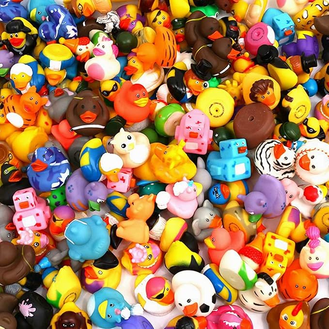 XY-WQ 200 Pack Rubber Duck for Jeeps Ducking - 2.3 Inch Bulk Floater Duck for Kids - Baby Bath Toy Assortment - Party Favors, Birthdays, Bath Time, and More (50 Varieties)