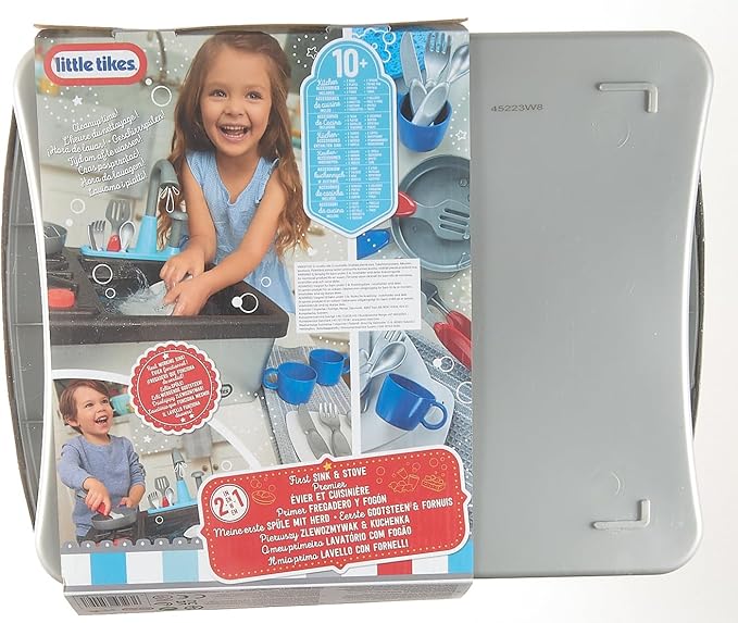 Little Tikes First Sink & Stove Realistic Pretend Play Kitchen Appliance for Kids, Includes 13 Cooking Accessories, Ages 3+ Multi-Color