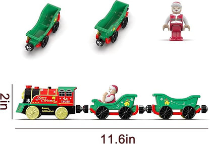 Electric Train Set for Wooden Tracks, Battery Powered Trains Toy with Lights & Sounds for Toddlers, Motorized Train for Kids Compatible with Thomas & Friends, Brio, Chuggington