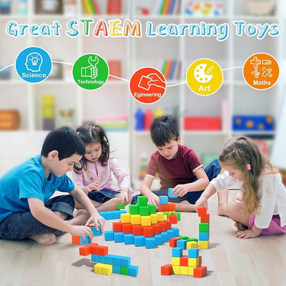 Magnetic Blocks, 1.34 inch Large Magnetic Building Blocks, 3D Magnetic Cubes for Toddlers, Preschool Educational Construction Kit, Sensory Montessori Toys Kids Blocks for Boys Girls Toddlers