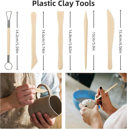 AULEEP Clay Tools Kit, 35 PCS Pottery Tools Set - Polymer Clay Sculpting Tools for Adults & Beginners, Air Dry Clay Tools for Pottery Craft, Drawing, Dotting, Carving, Embossing, Molding, Shaping ﻿