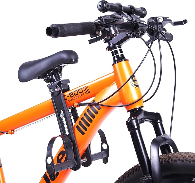 Kids Bike Seat with Handlebar Attachment Detachable Front Mounted Child Bicycle Seats with Foot Pedals for Children 2~5 Years Compatible with All Adult Mountain Bikes