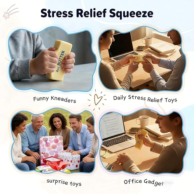 Slow Rebound Cute Butter Squeeze Stress Balls，Slow Rising Squishy，Stress Balls，Upgrade Stress Relief Fidget Toys Wet Slow Rebound Stress Relief Toy（Trumpet，1PC）