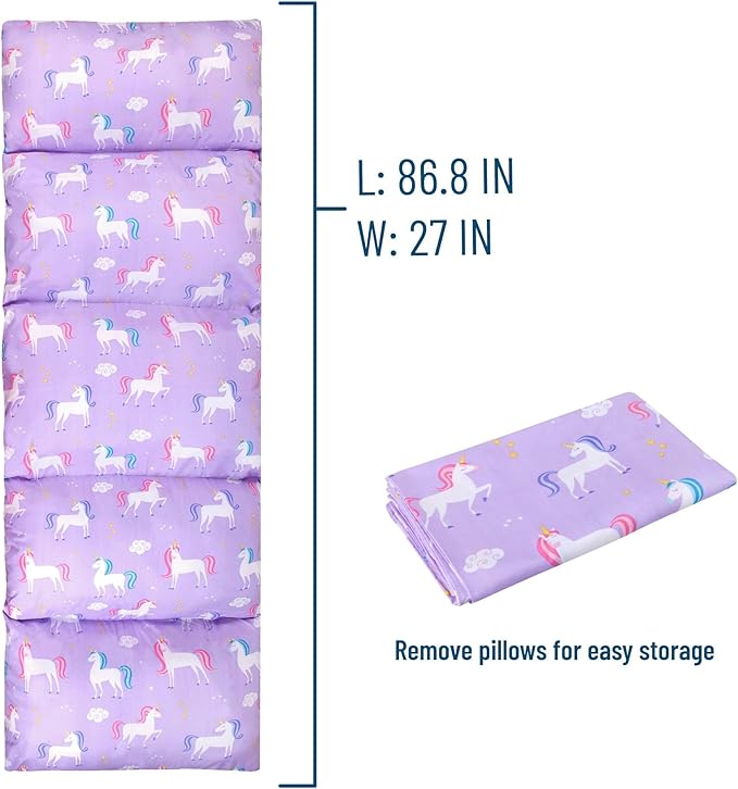 Wildkin Kids Microfiber Floor Lounger – Travel-Friendly, Sleepovers, Pillow Not Included - Unicorn