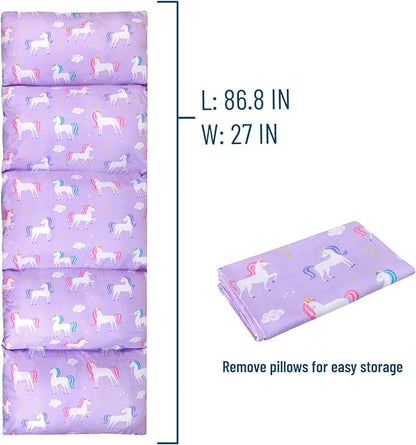 Wildkin Kids Microfiber Floor Lounger – Travel-Friendly, Sleepovers, Pillow Not Included - Unicorn