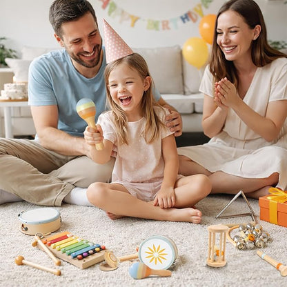 Baby Musical Instruments for Toddlers 1-3, 12PCS Montessori Musical Toy Set with Xylophone, Drum, Maracas...Perfect Toy Gift for 1-3 Year Old Boy Girl