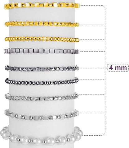 Yaomiao 3000 Pieces Spacer Beads Set Friendship Bracelet Kit Bracelet Beads Assorted Round Cube Column Gold Sliver Beads for Bracelet Jewelry Making(Gold, Sliver, Black)