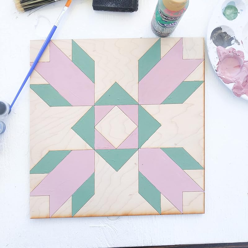 Unfinished Spring Floral Barn Quilt Square Wooden Sign DIY Adult Painting Kit, Country Decor Canvas Quilts Blocks for Painting (15 inches, Tulip Flower) AVTRBoutique