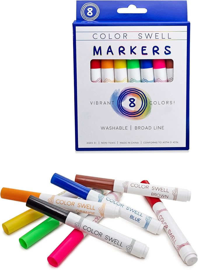 Color Swell Washable Bulk Markers Pack 18 Boxes of 8 Vibrant Colors (144 Total) Perfect Markers for Kids, Parties, Classrooms - Bulk Broad Line Markers