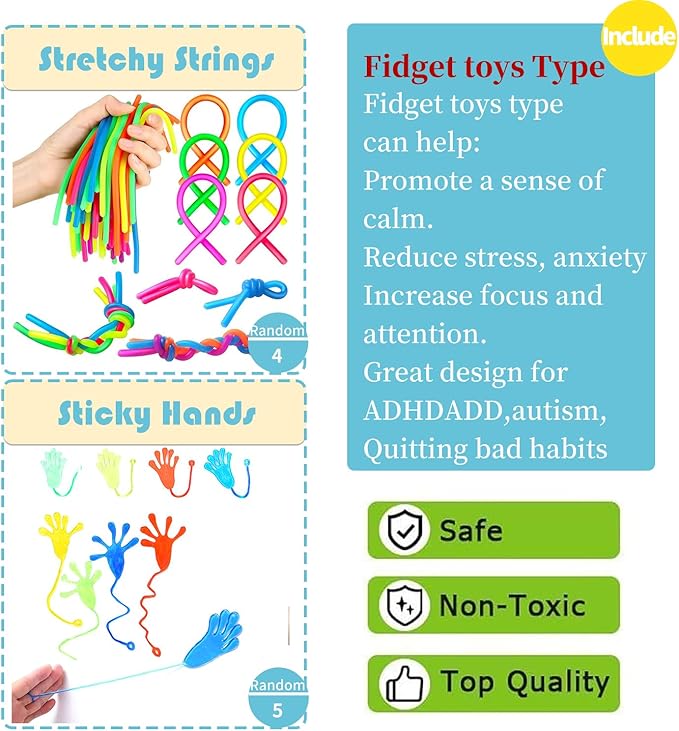 52 Pcs Party Favors for Kids - Treasure Prizes Box Toys - Goodie Bags Stuffers for Classroom Rewards - Bulk Small Fidget Toy for Stocking Carnival Pinata Fillers - Birthday Gift for Kids 3-5 4-8-12