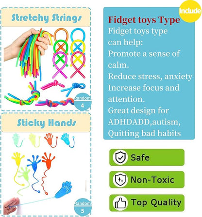 52 Pcs Party Favors for Kids - Treasure Prizes Box Toys - Goodie Bags Stuffers for Classroom Rewards - Bulk Small Fidget Toy for Stocking Carnival Pinata Fillers - Birthday Gift for Kids 3-5 4-8-12