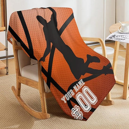 Custom Basketball Blanket - Soft Flannel Sports Basketball Blankets for Teens Adults Women Men Basketball Lovers - Warm Basketball Throw Blankets for All Season Lap, Chair, Sofa, Couch, Bed - 80"x60"