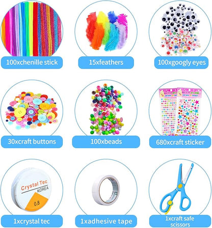 Itopstar Arts and Crafts Supplies Kit Craft Set for Kids-Art Supplies Kids Art Supplies Great for Preschool, Homeschool and Kindergarten DIY Crafting Projects-1500pcs+
