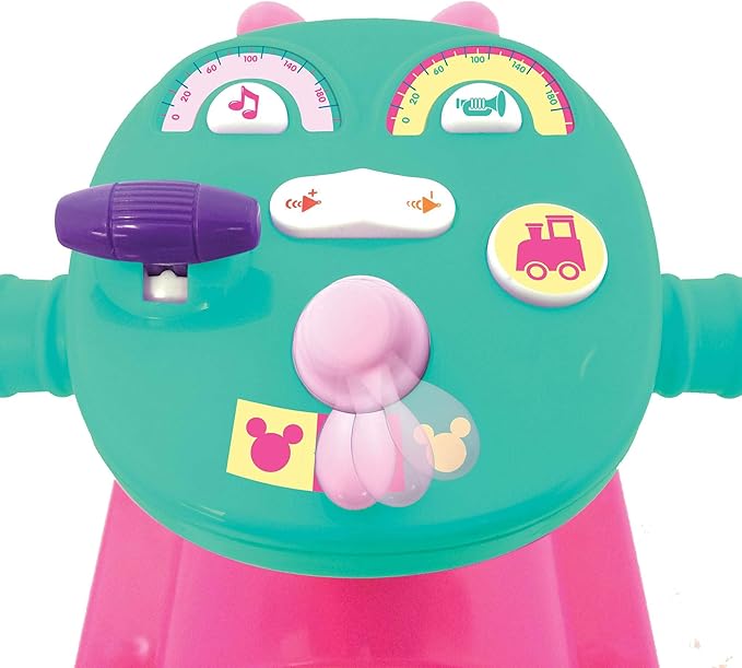 Kiddieland Disney Minnie Mouse Play n' Sort Activity Train Ride-On with Lights, Sounds, Shape Sorter, Storage Seat, Push Handle, Ages 12–36 Months, Toddler Indoor Toy for Motor Skills
