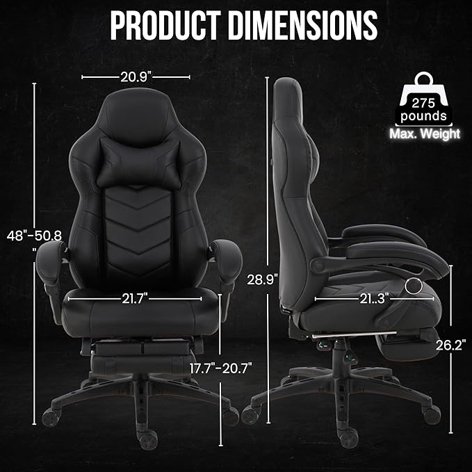 Gaming Chair High Back Ergonomic Racing Computer Desk with Comfortable Lumbar Support and Headrest Girl Gamer Height Adjustable