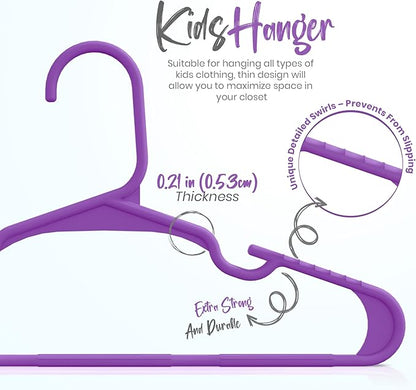 Utopia Home 40 Pack Kids Hangers - 11.5 Inch Plastic Baby Hangers for Closet - Childrens Hanger for Clothes & Infant Hanger for Closet - Ideal for Everyday Standard Use (Purple)