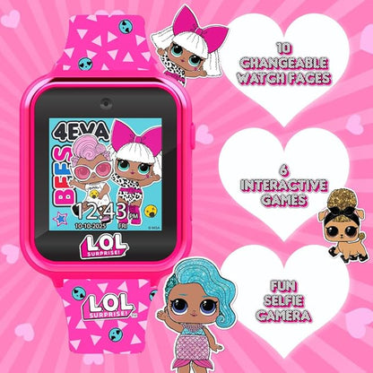 LOL Surprise Touchscreen Exclusive Pink Smartwatch for Kids – Engaging Educational Games, Step Counter, Camera, Alarm & More – Fun & Interactive Timepiece (LOL4264AZ)