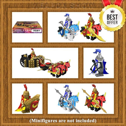 Weapon Pack for Minifigures Accessories Kit Knight Weapons Set Include Horse Carriage Barding Armor Helmet Shield for Ages 5+ Compatible with All Major Brands (Medieval Weapon)