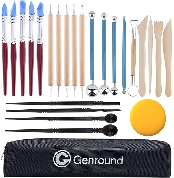 DIY Polymer Clay Tools, 25pcs Polymer Clay Sculpting Tools with Storage Bag Modeling Clay Tools Clay Sculpting Tools for Kids