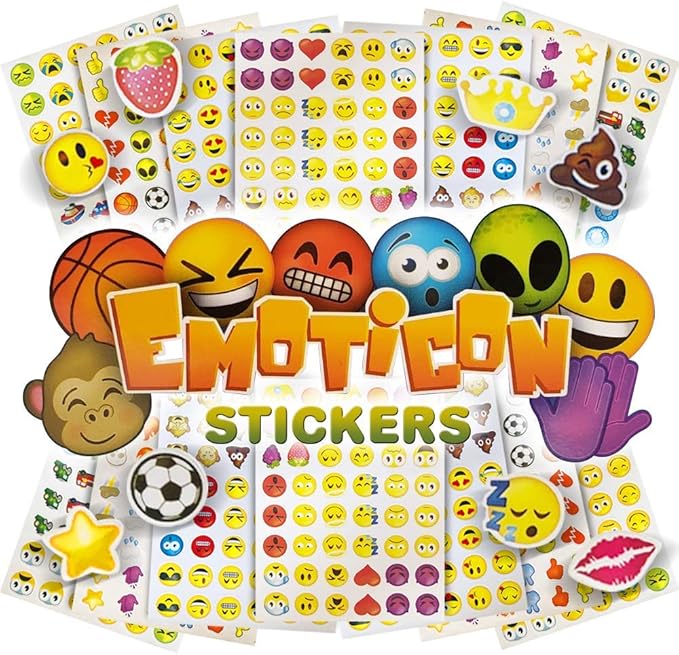 ArtCreativity Assorted Emoticon Stickers for Kids, 12 Pack with 72 Sheets and Over 3,000 Stickers, Emoticon Sticker Set for Teacher Classroom Rewards, Art Supplies, Party Favors, Goodie Bag Fillers