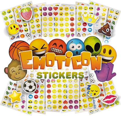 ArtCreativity Assorted Emoticon Stickers for Kids, 12 Pack with 72 Sheets and Over 3,000 Stickers, Emoticon Sticker Set for Teacher Classroom Rewards, Art Supplies, Party Favors, Goodie Bag Fillers