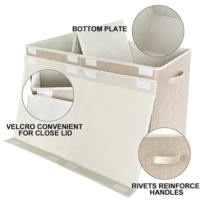 VERONLY Large Toy Box Chest Storage with Lid - Collapsible Kids Toys Boxes Organizer Bins Baskets with Handles for Boys, Girls, Nursery, Playroom, Clothes, Blanket, Bedroom(Beige)