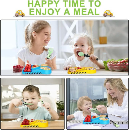 Construction Toddler Utensils - Toddler Forks and Spoons - Kids Spoon and Fork Set - Suitable for Kids Utensils - Baby Utensils, Portable Utensils Set for 1 2 3 4 5 year old Toddlers, Green