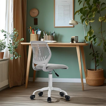 Homy Casa Armless Home Office Desk Chair, Colorful Task Chair with Soft Mesh Padded Cushion, Height Adjustable Swivel Study Computer Chair for for Girls Boys Teens (CO-Grey, 1PC)