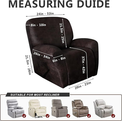 molasofa Recliner Chair Covers - 4 Pieces Leather Like Large Recliner Chair Covers with Pocket Waterproof Non Slip Stretch Recliner Slipcover for Lazy Boy Recliner Chair Washable (Chocolate)