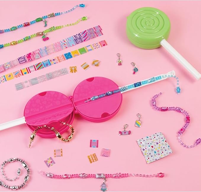 Make It Real Shrink Magic Lollipop Bracelet Kits - 2-Pack DIY Jewelry Sets for Girls - Create & Style with Heat-Shrinking Candy Designs - Reusable & Restylable - Great Gift for Creative Kids Ages 8