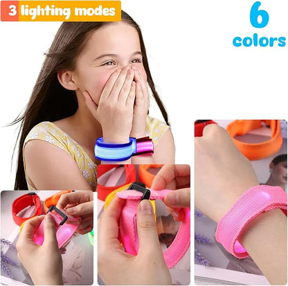 MCPINKY 6PCS LED Light Up Bracelets, Christmas Glow in the Dark Bracelets Wristbands for Kids Adults Night Events bracelet