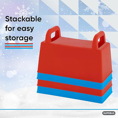 Superio Snow Brick Maker Igloo Fort Block Form Outdoor Winter Snow Toys Sand Castle Building Kit for Adults and Kids Sandbox, Beach, Sand Toys (Red/Blue)