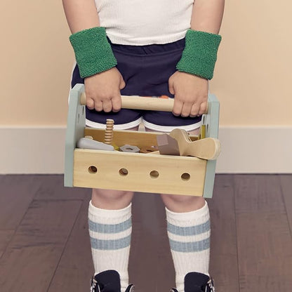 Montessori Wooden Tools Kit Toddler Educational Construction Kids Toys Sets Play Box Preschool Play Tool Wooden Construction Toy （Yellow）