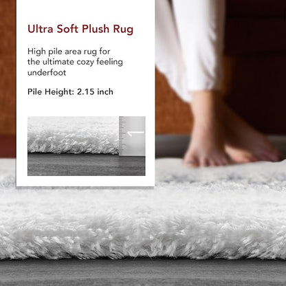 nuLOOM Gynel Solid 2x8 Runner Shag Rug for Living Room Bedroom Dining Room Nursery Entryway Hallway, Snow White